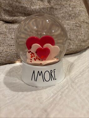Rae Dunn Pink & Red Heart Snow Globe - Romantic Table Decor